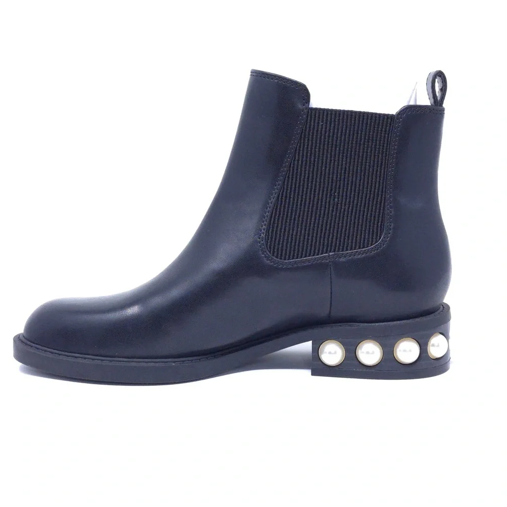 On 34th Jeovana Chelsea Ankle Boots Black Pearl Heel 5.5M - Picture 5 of 11